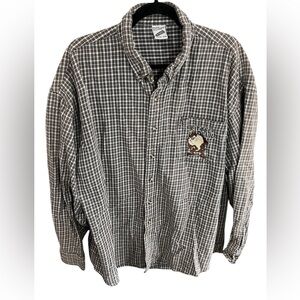 Vintage Warner Bros Tazmanian Devil Taz Flannel embroidered button down XXL